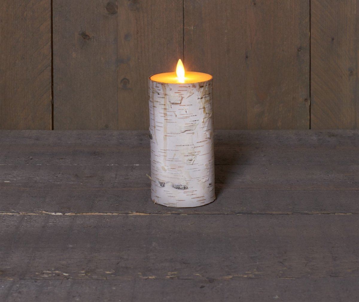 Anna's Collection - Ledkaars wit berkenhout - H15 cm - met afstandsbediening afbeelding