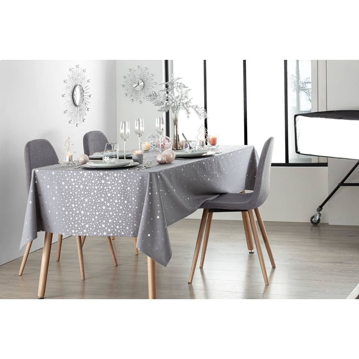 Feeric Tafellaken 140x360 cm – Wit – Katoen – Gouden Sterren – Rechthoekig