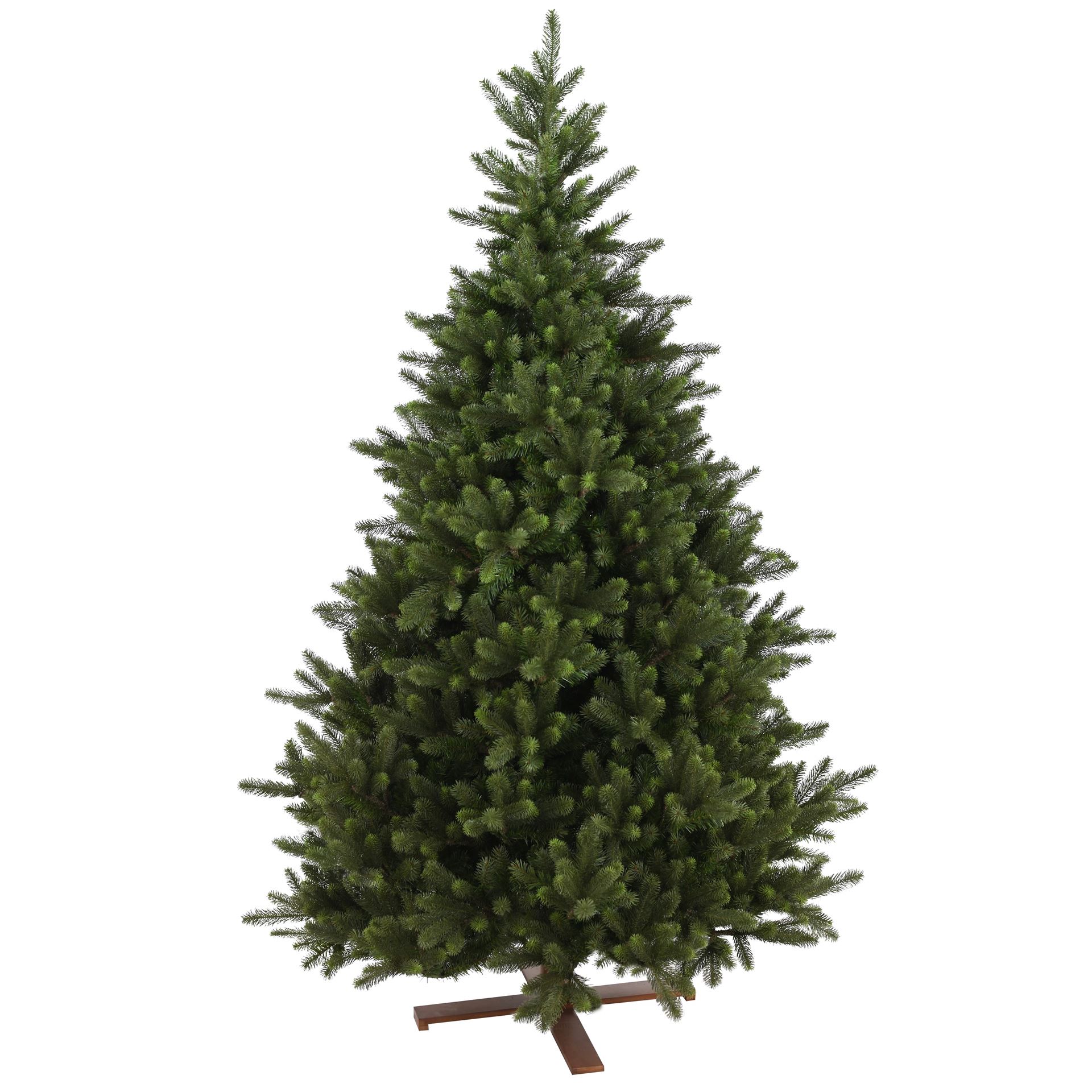 Kentucky Deluxe Hinged kunstkerstboom - 198 cm - Donkergroen - Diameter 124 cm - 1542 tips - Houten voet
