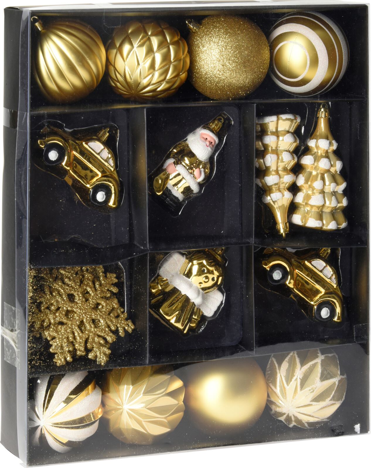 Christmas Decoration set van 20 plastic kerstornamenten - goud afbeelding