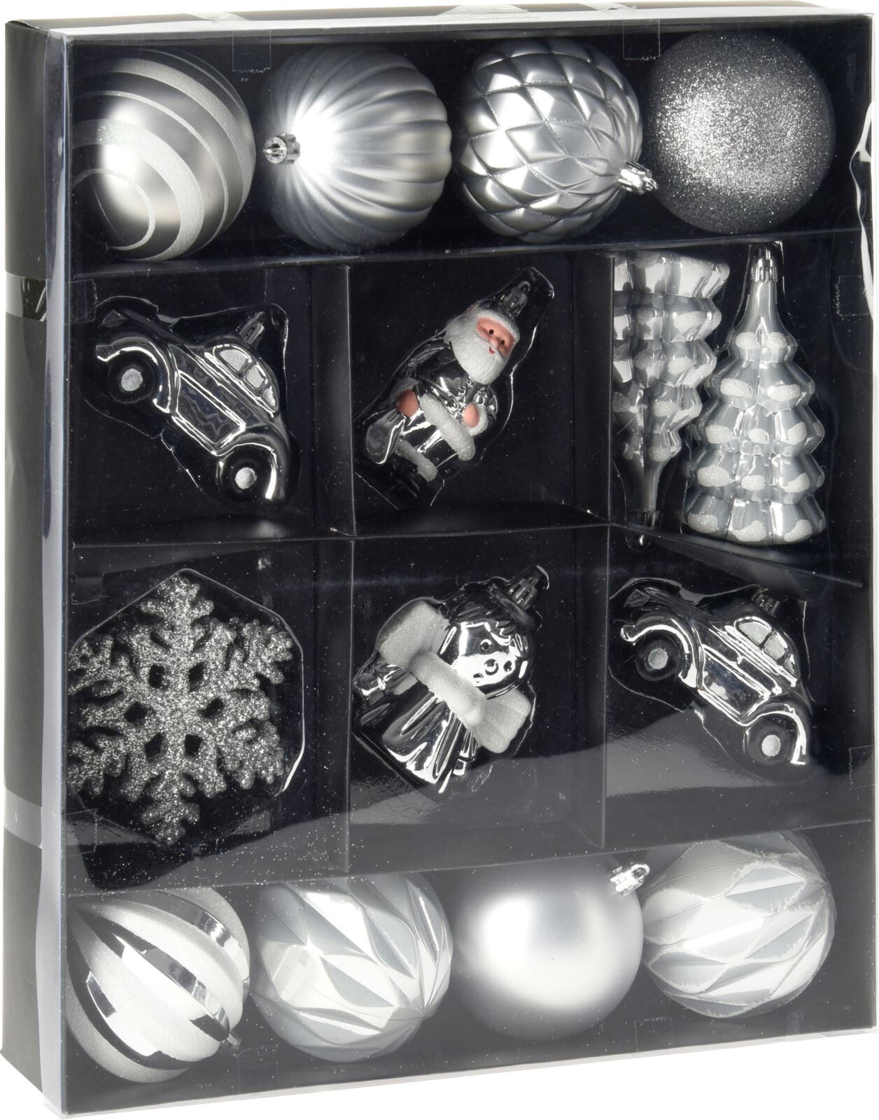 Christmas Decoration set van 20 plastic kerstornamenten - zilver afbeelding