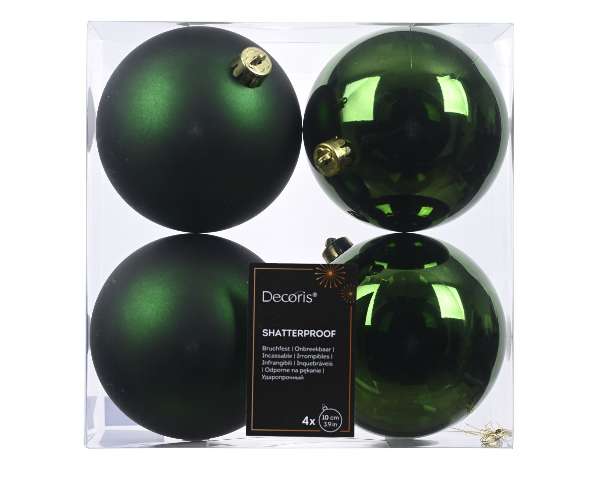 Set van 4 kerstballen - Diameter 10cm - Mat en glanzend dennengroen