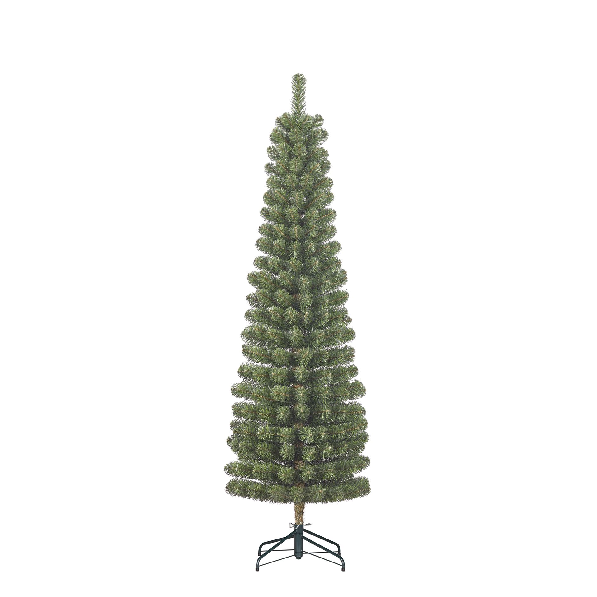Black Box Charlton Pilar smalle kunstkerstboom - 215 cm - groen - Diameter 56 cm - 362 tips - metalen voet