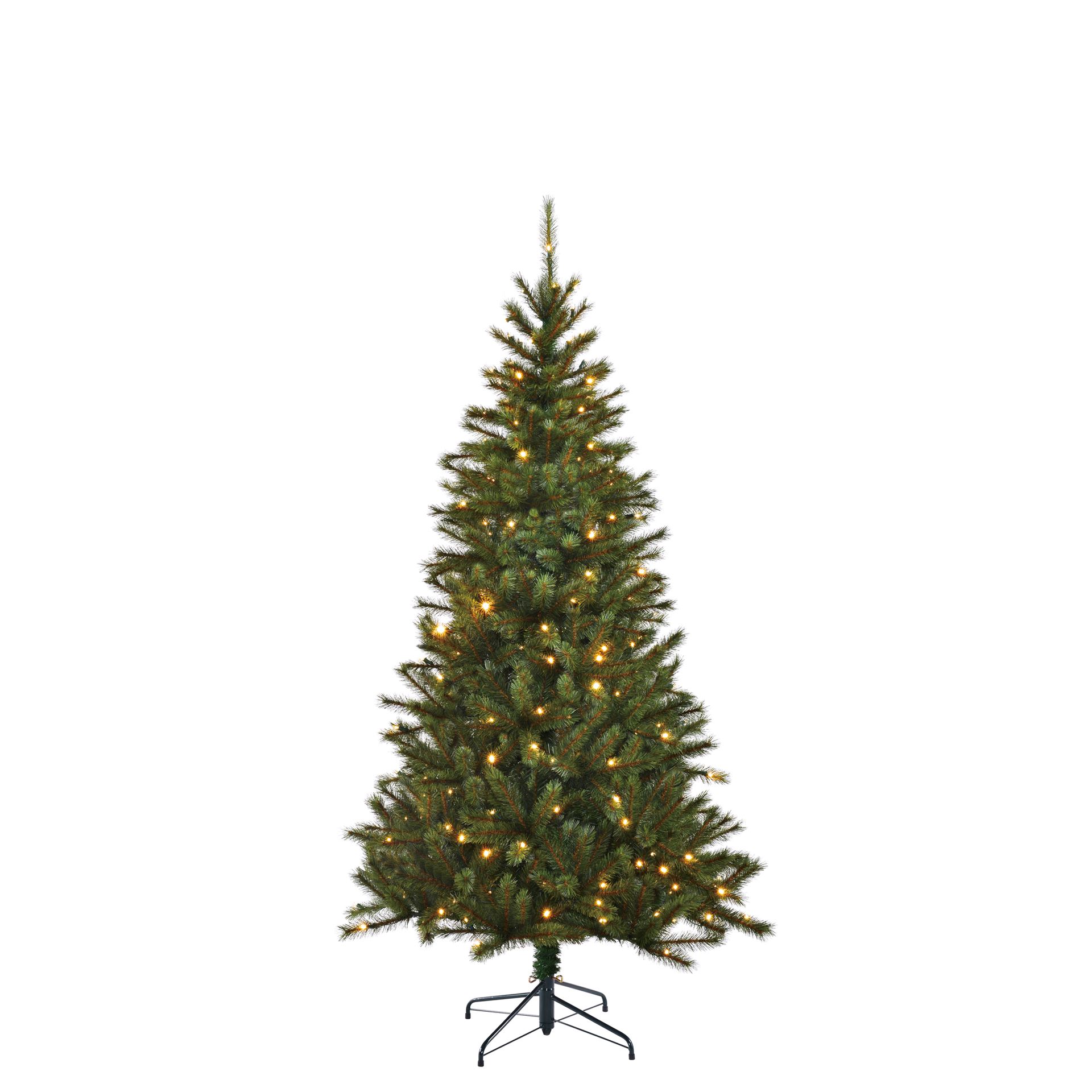 Black Box Kingston verlichte kunstkerstboom - 185 cm - groen - Diameter 102 cm - 170 ledlampjes - 501 tips - metalen voet