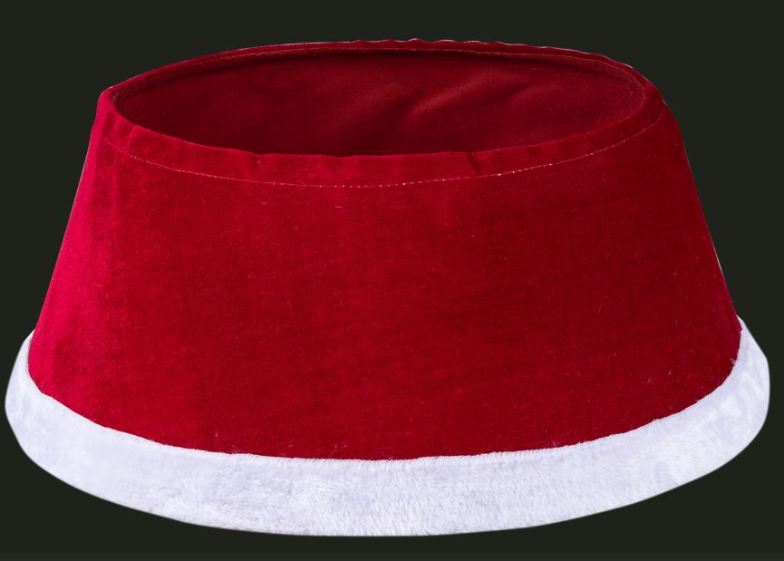 Famiflora kerstboomvoet hoes Rood&Wit - Diameter 56 x 25 cm (boven diameter 38,5 cm)– Decoratieve Afdekkap met Touwstrik – Sfeervolle Kerstdecoratie afbeelding