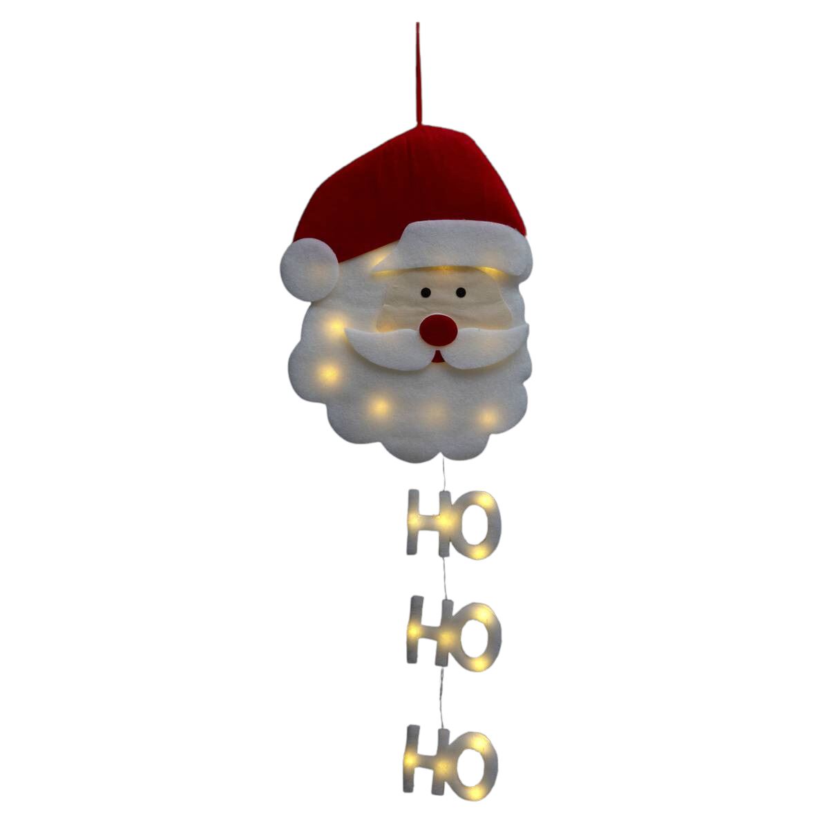 Hangende verlichte kerstman - L39 x B4 x H50 cm - warm witte ledlampjes - werkt op batterijen afbeelding