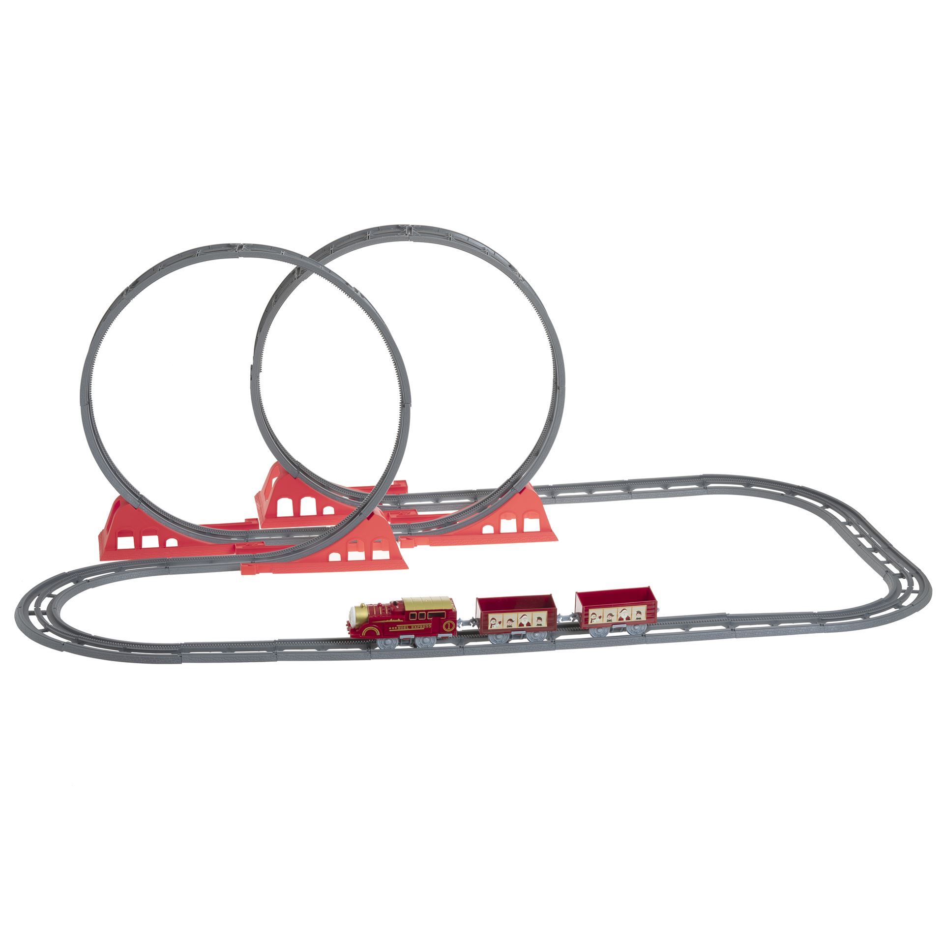 Fééric Lights and Christmas - Kerst treinset looping met animatie&geluid - 49-delig - rood&goud afbeelding