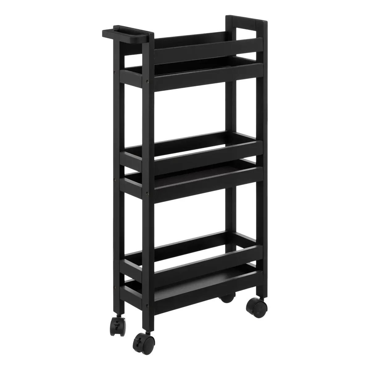 5Five keukentrolley dressoir met kleine wieltjes B15 x D40 x H75 cm - koolzwart - Organizer afbeelding