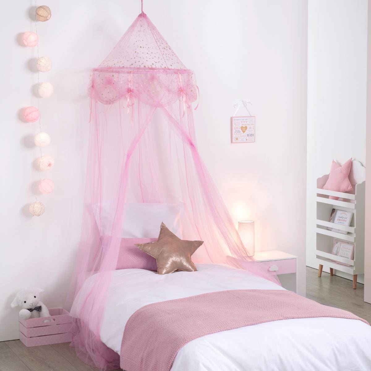 Atmosphera roze Prinsessenhemel - 60x250 cm - Niet Verduisterend - Champagnefolie Afdruk afbeelding