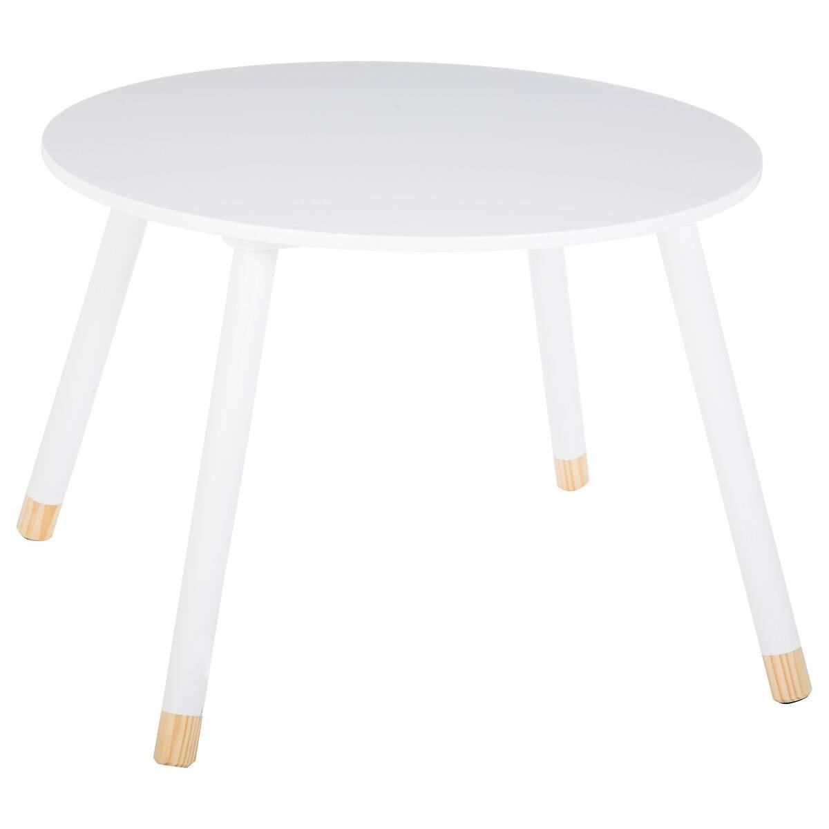 Atmosphera Douceur Ronde Kindertafel - Ø 60 cm - Wit met Dennenhouten Poten