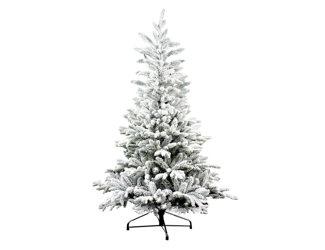 Kingston Flocked kunstkerstboom - 150 cm - groen -Ø 101 cm - 373 tips - besneeuwd - metalen voet afbeelding