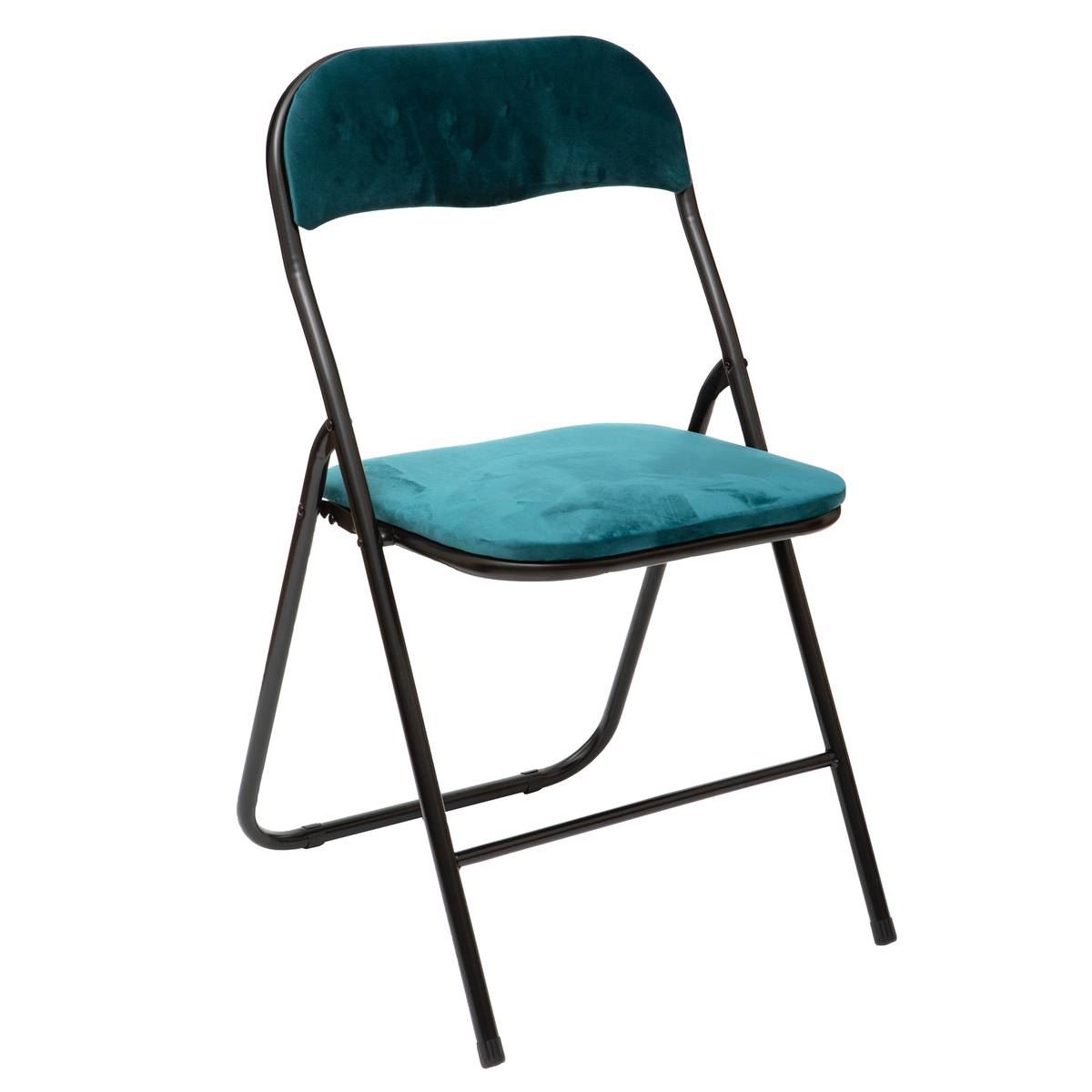 Blauwe Velvet Klapstoel - Vouwstoel fluwelen zitting: 39 x 39 cm - Zithoogte: 43 cm - Opvouwbare Stoel afbeelding