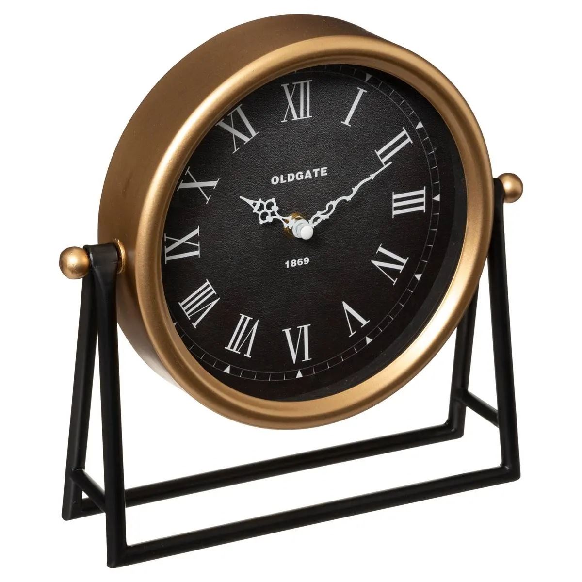 Atmosphera Tafelklok Roma 26x26 cm - Goud/Zwart - Glas/Metaal - Staand afbeelding