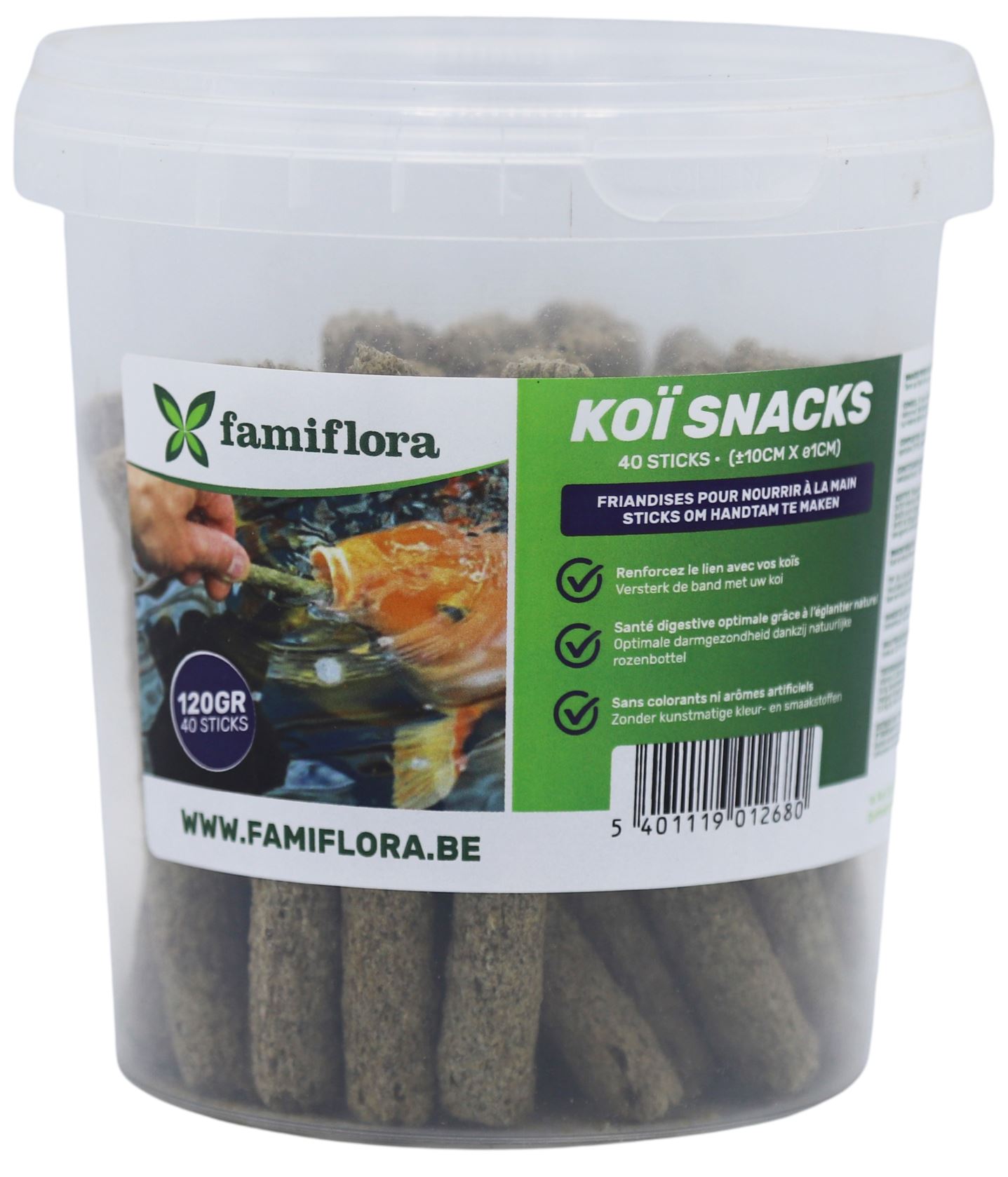 Koi Sticks 1L– Handtam voer – 40 sticks x 120g – Met rozenbottel – Natuurlijk&licht verteerbaar afbeelding