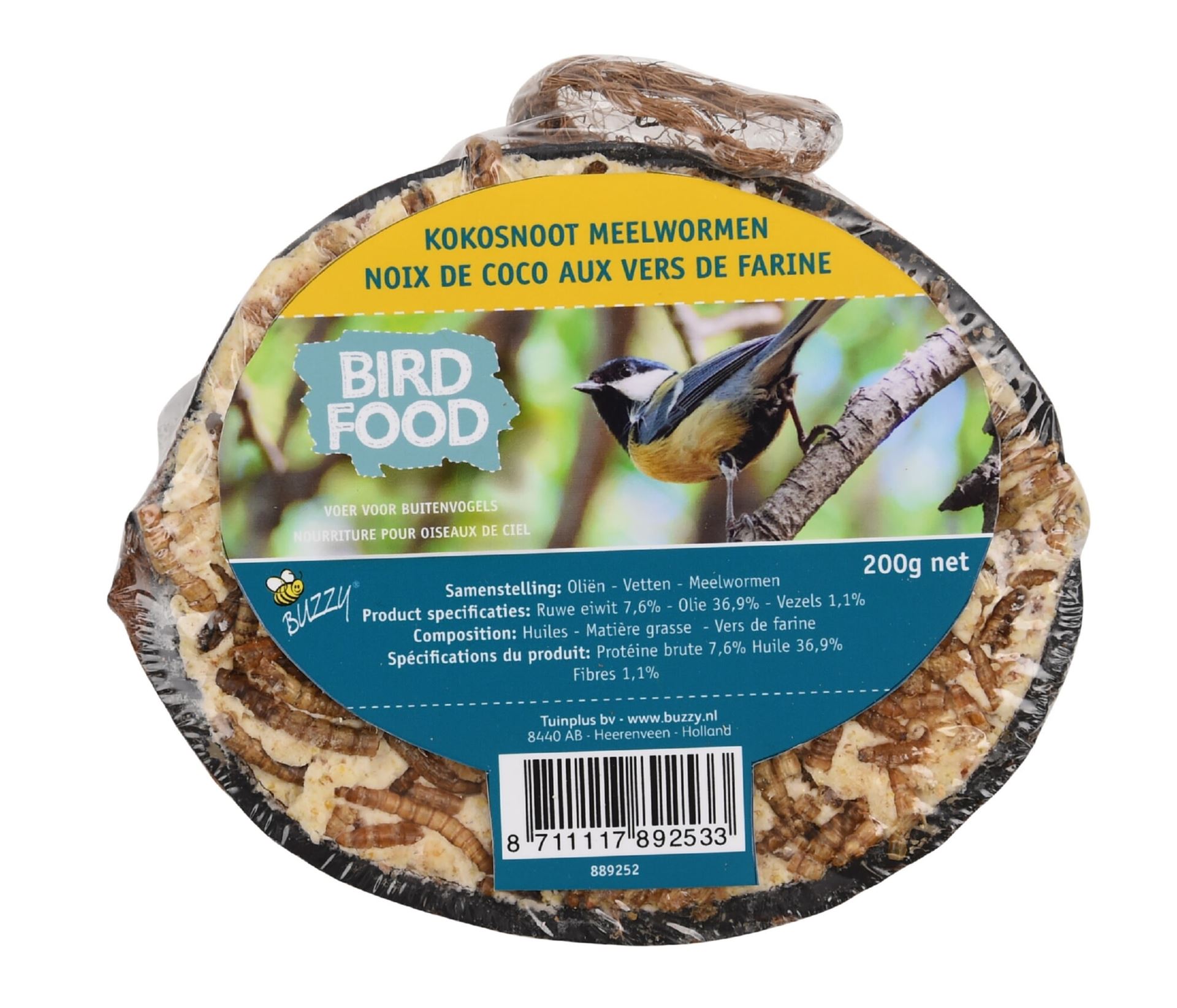 Buzzy Bird Food Halve kokosnoot meelwormen - 5x10x12cm afbeelding