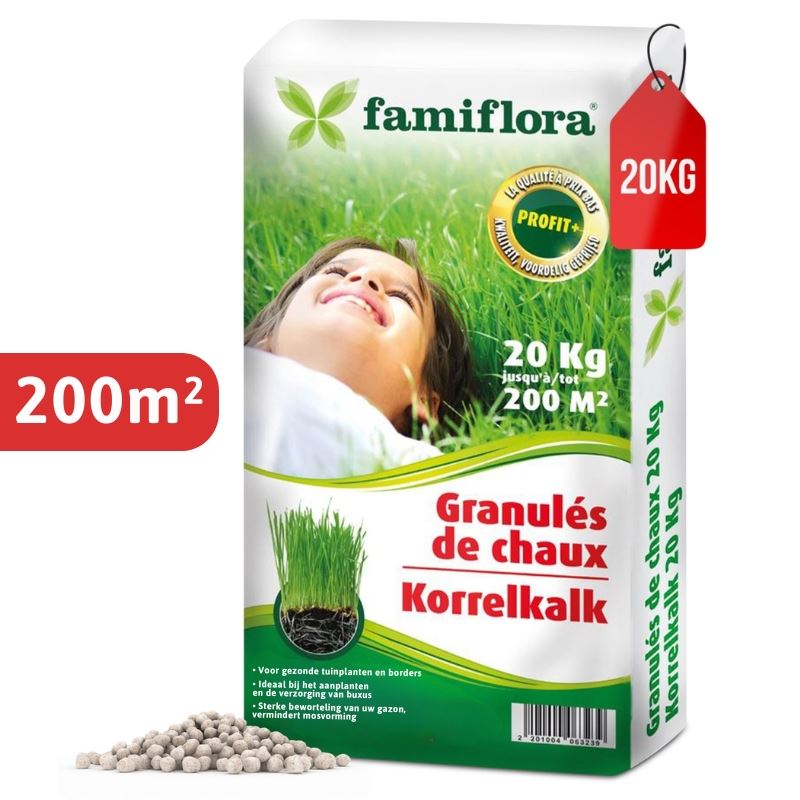 Famiflora korrelkalk - 20 kg tot 200 m² - voor gazon afbeelding