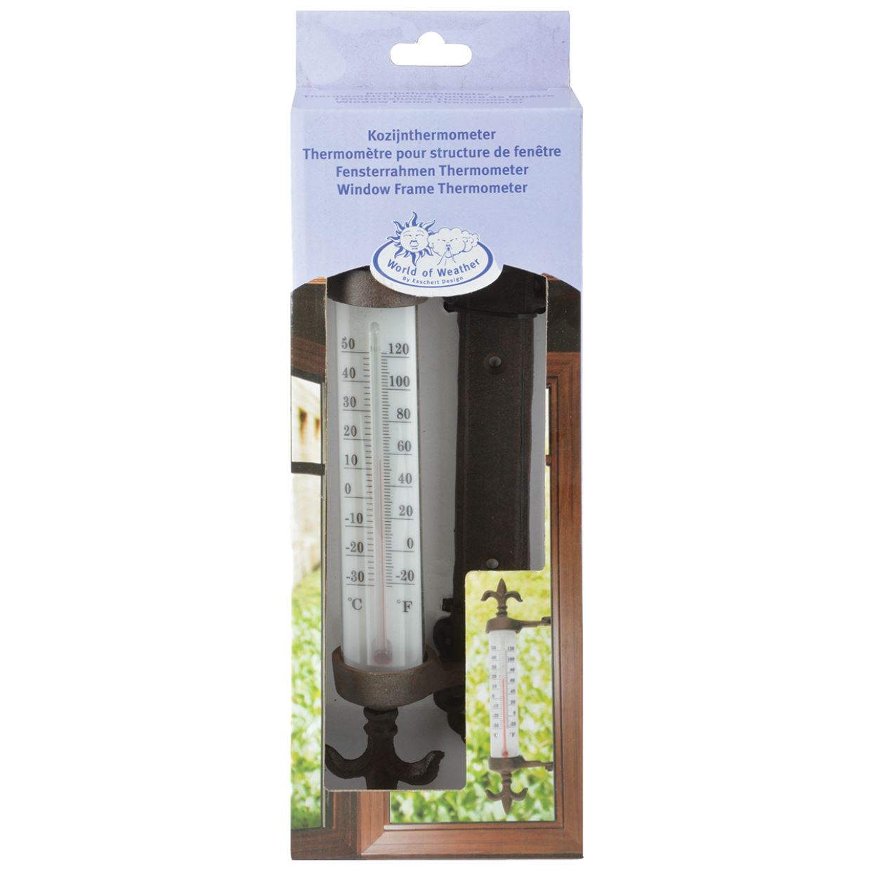 Esschert Design gietijzeren kozijnthermometer - 5.5x9.4x29.5cm afbeelding