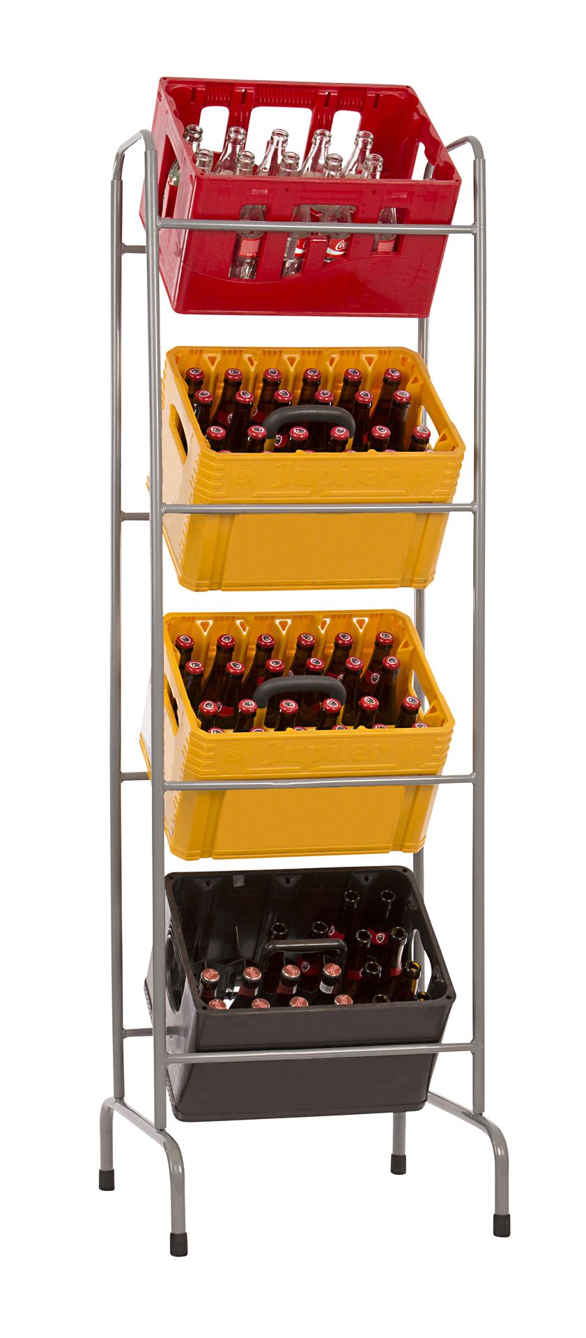 Practo Home krattenrek extra stevig grijs - Flessen- en krattenrekken - 46x51x163cm