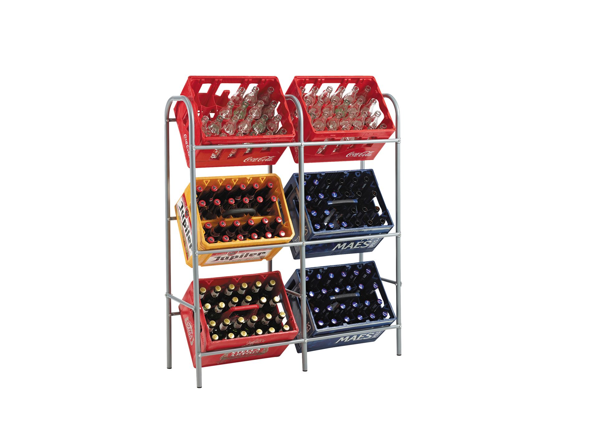 Practo Home krattenrek 3 of 6 kratten grijs - Flessen- en krattenrekken - 34x107,4x116cm