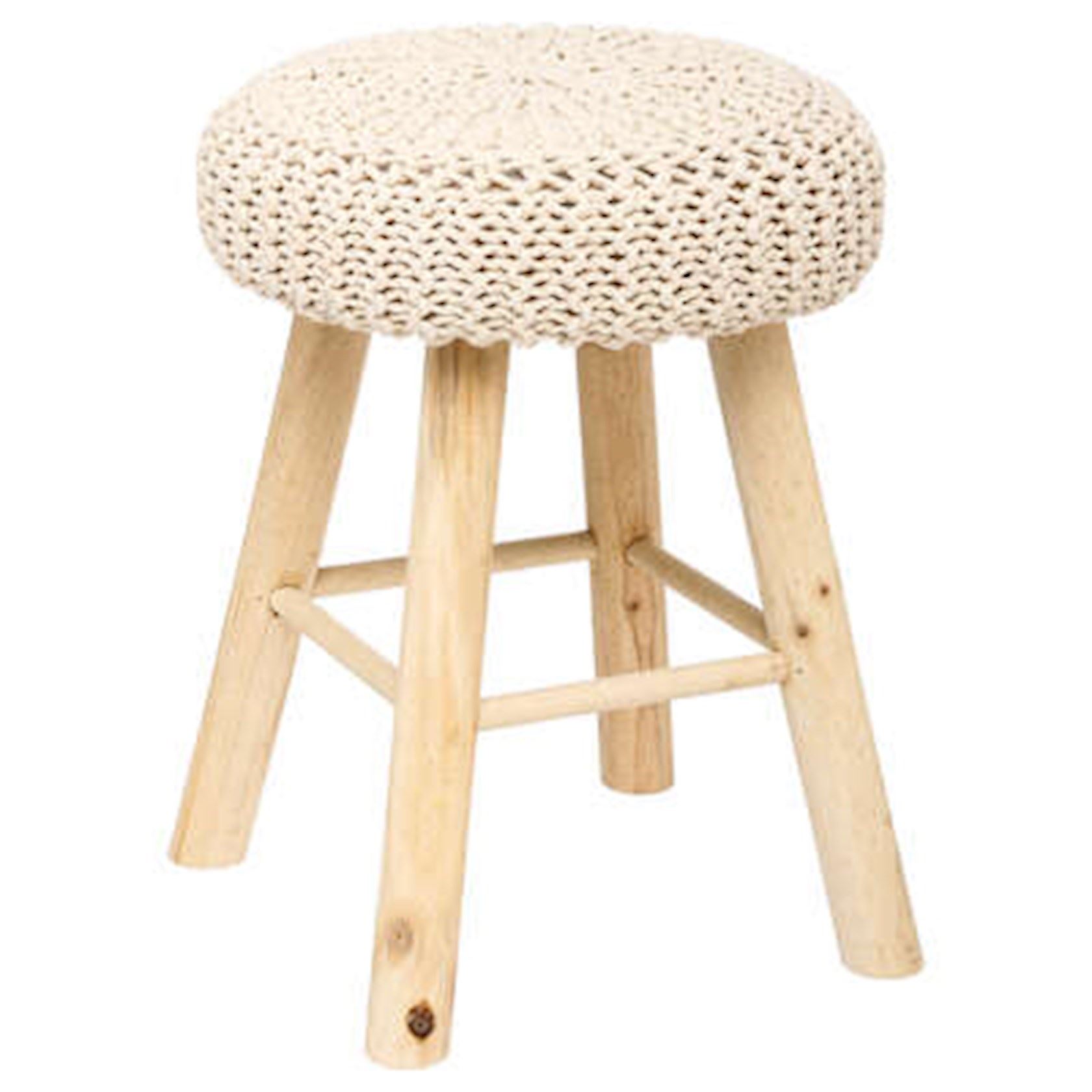 Atmosphera Ribcord Krukje Ibiza– Beige – Hout/Stof – D31 x H43 cm – Kinder&Volwassen afbeelding