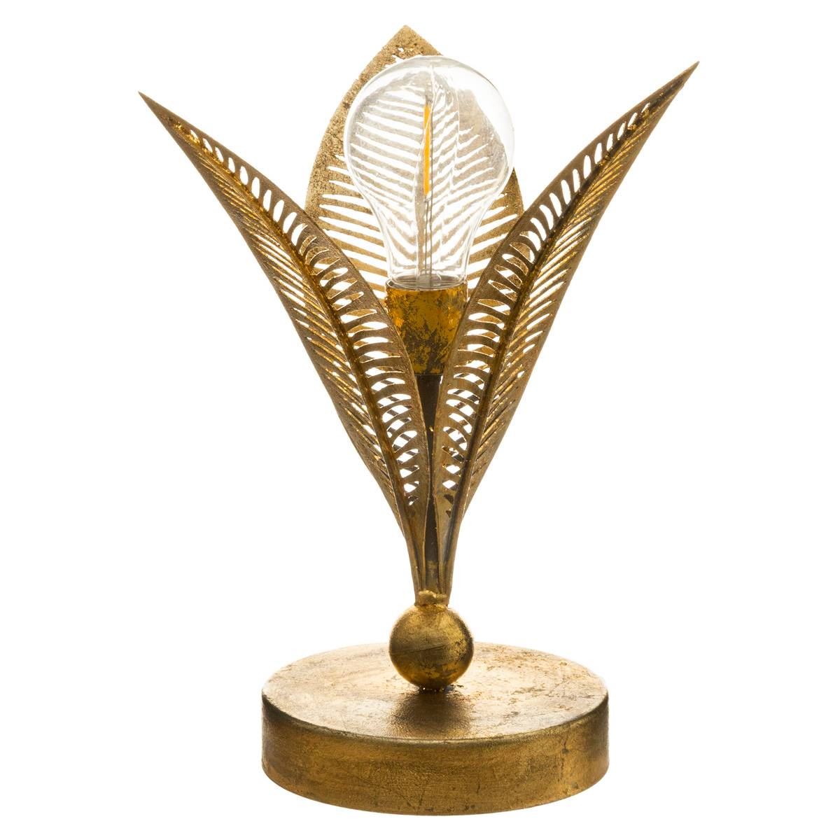 Atmosphera gouden led-lamp met Bladmotief H25cm - Voeding via Batterijen - Inbegrepen Lamp afbeelding