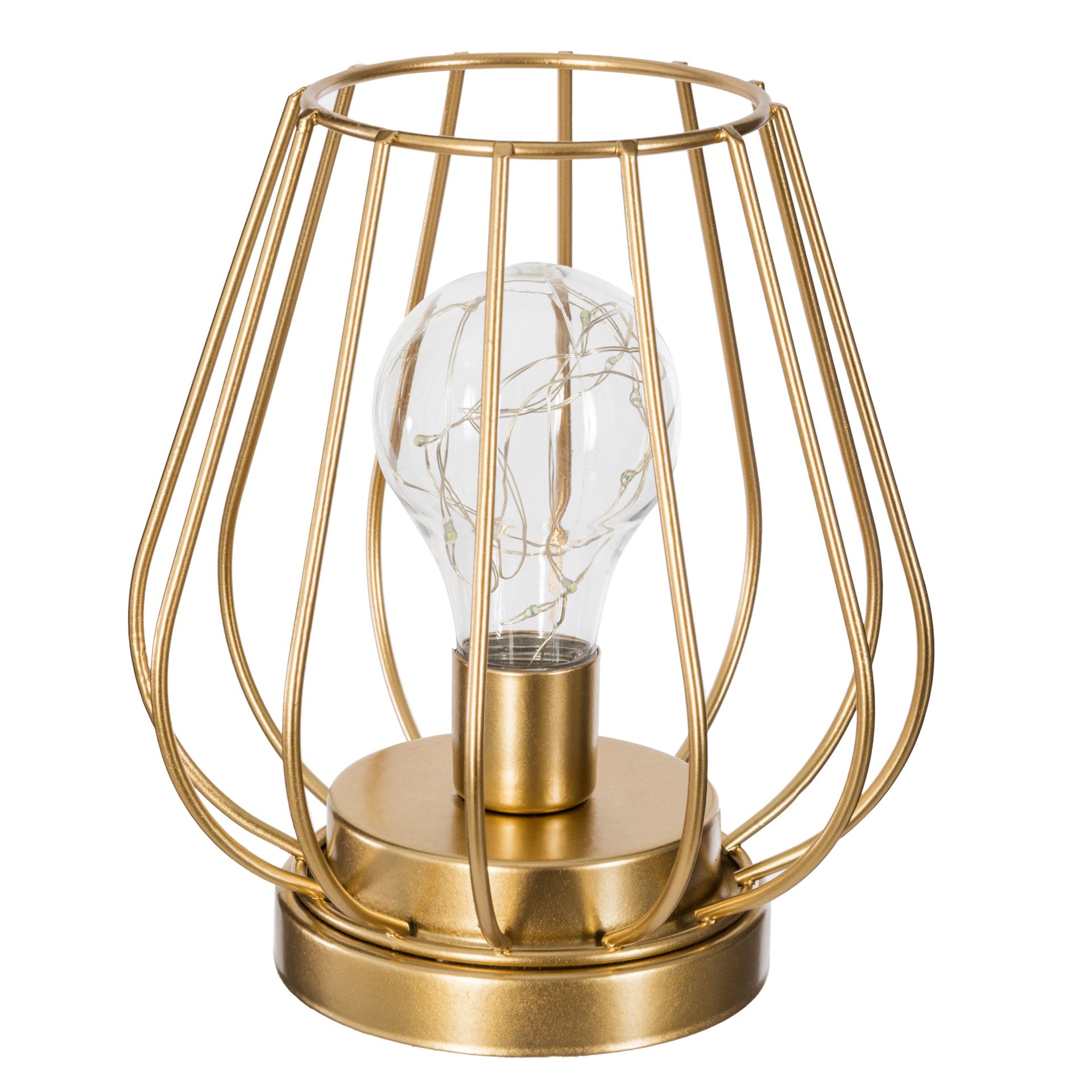 Atmosphera gouden Tafellamp met Filigraan - Hoogte 17 cm - Werkt op Batterijen (3 x LR03: AAA - 1,5V) - Inclusief 10 Micro-LED's - Kleurverandering: Nee afbeelding