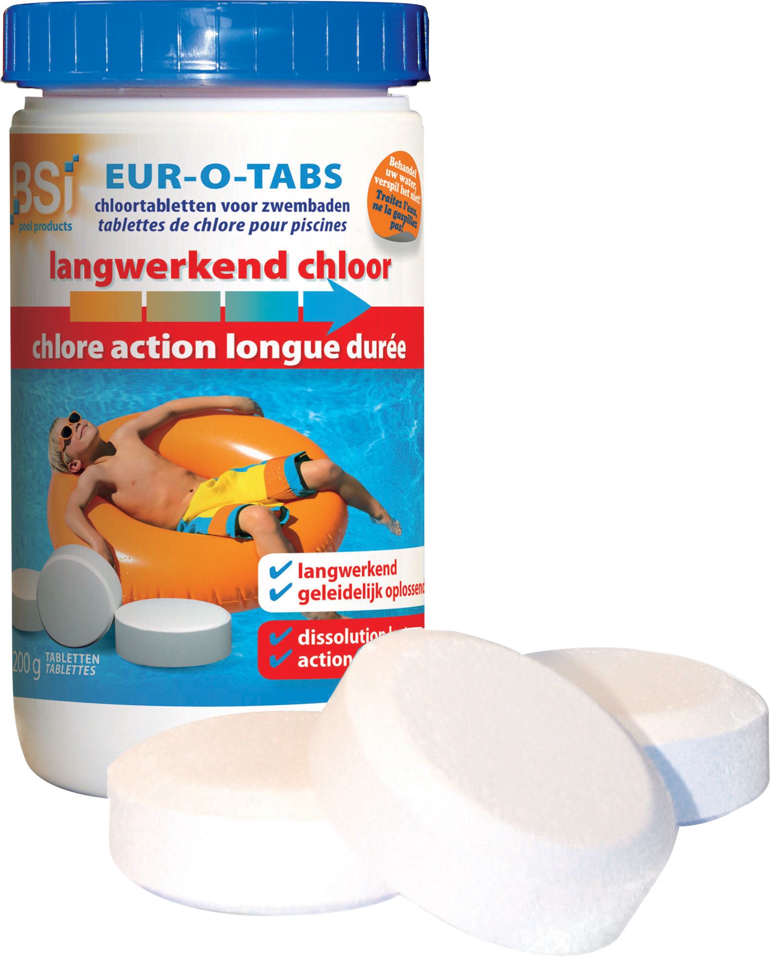 BSI Langwerkende chloortabletten 1kg - gote tabletten van 200g