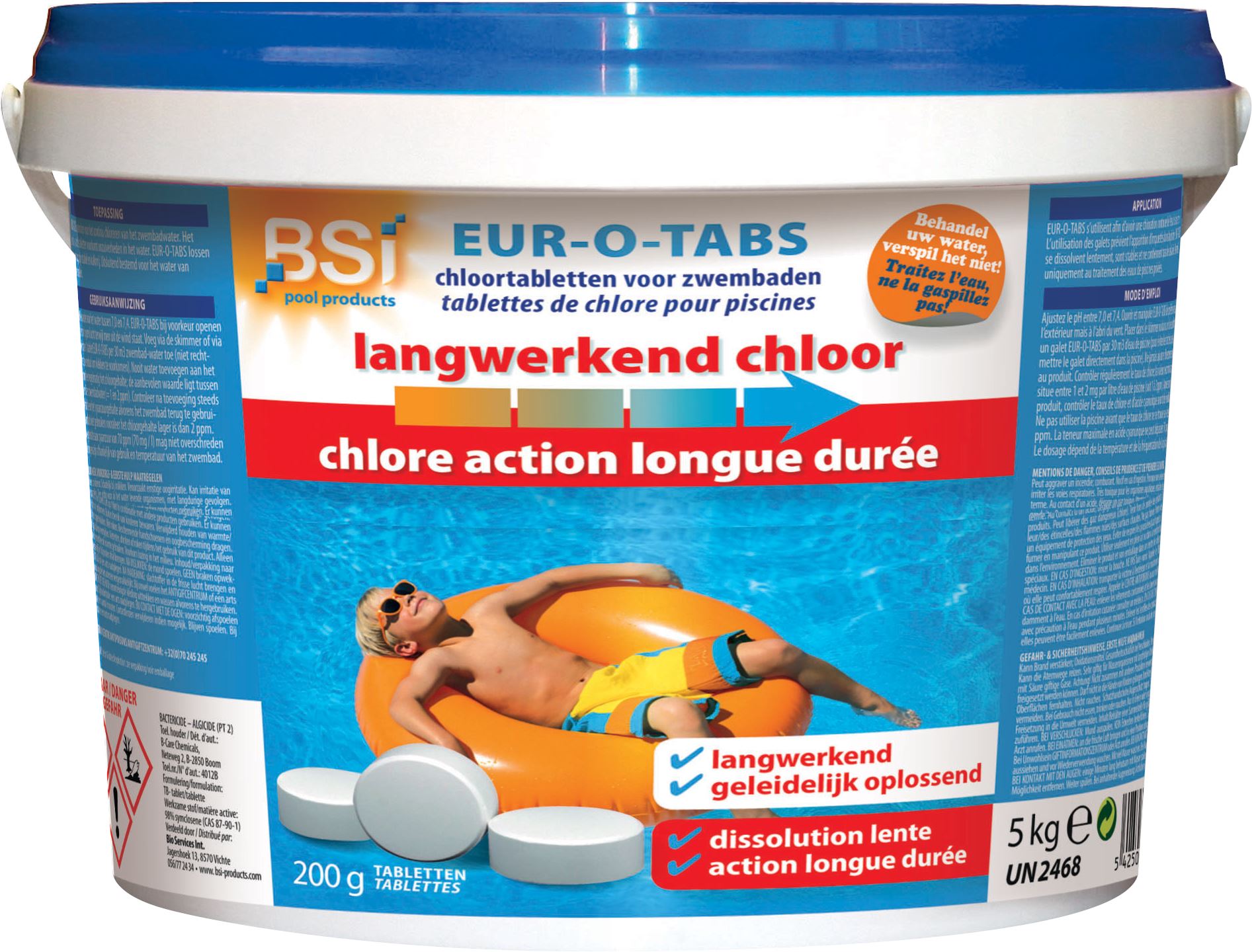 BSI Langwerkende chloortabletten 5kg - grote tabletten van 200g