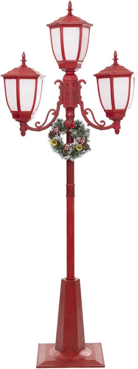 Fééric Lights and Christmas - Kerstlantaarn - L40 x B86 x H215 cm - rood - met warm witte ledverlichting afbeelding