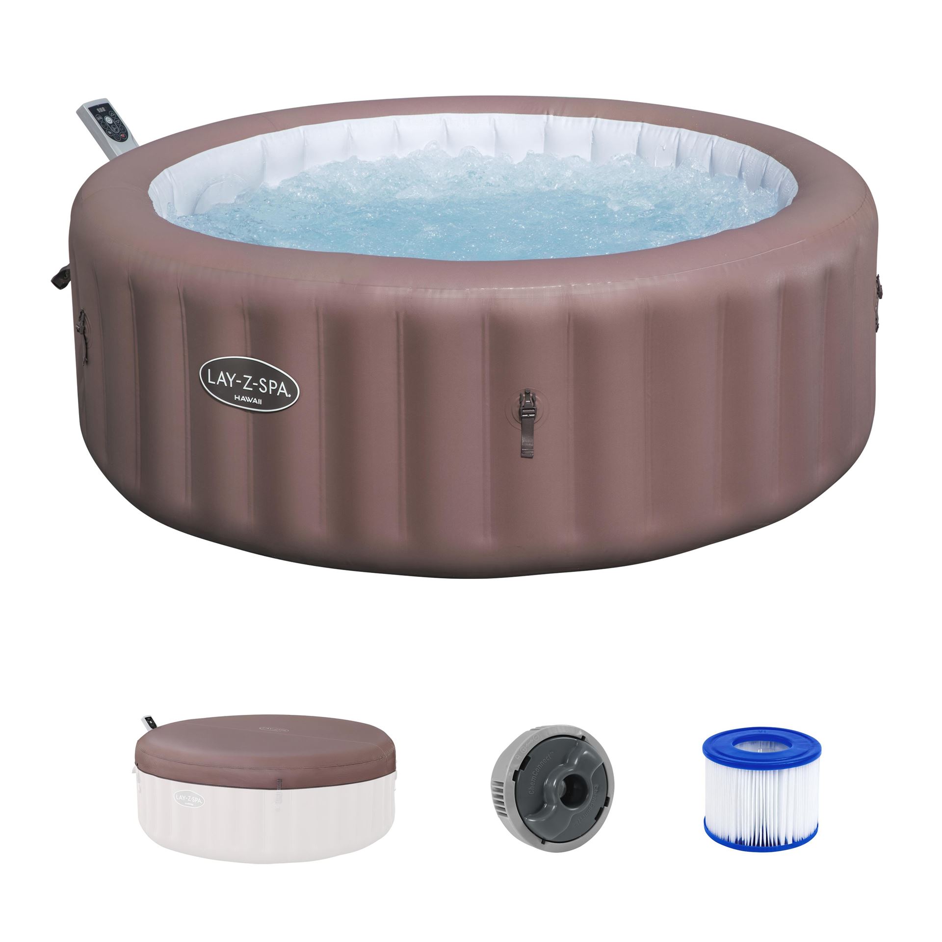 Lay-Z-Spa Airjet Hawai 6 - model 2025 met Maxhold EnergySense Ultra Fit Smart- tot 6 personen - 196x71cm afbeelding