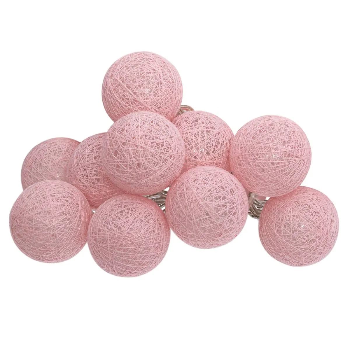 Atmosphera LED Slinger 10 Bollen diameter 4 cm - Lichtroze - Op Batterijen - Binnen afbeelding