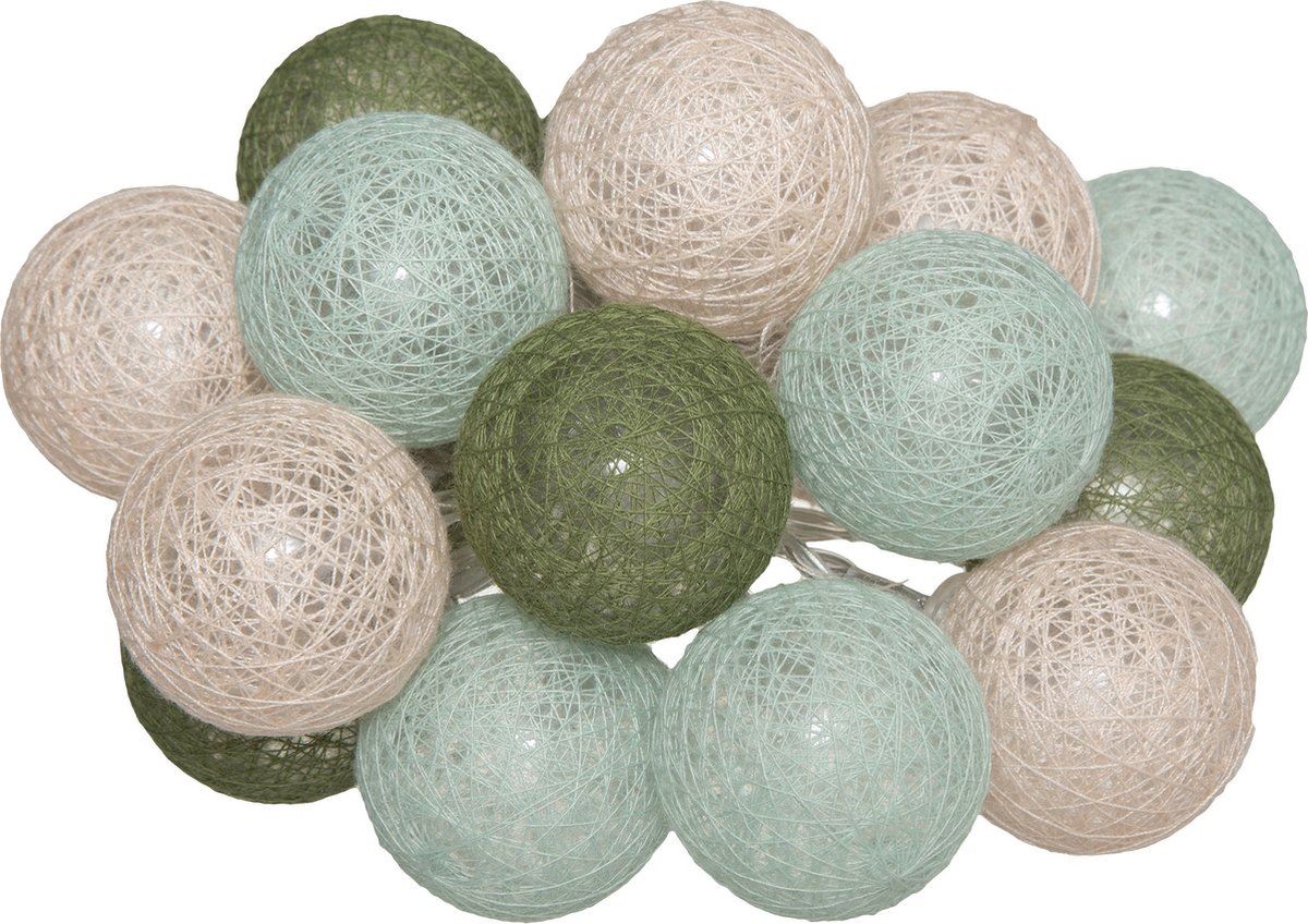 Atmosphera lichtslinger met 16 bollenØ3,5 cm - Groen / Blauw / Roze met warm wit led licht - 215 cm - Op batterijen afbeelding