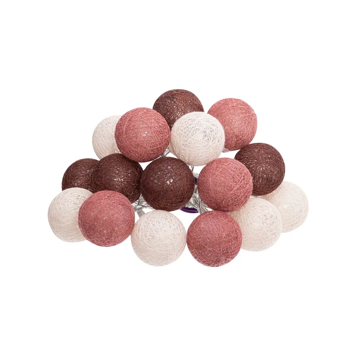 Atmosphera lichtslinger met 16 bollenØ3,5 cm - Wit / Bordeaux rood / Roze met warm wit led licht - 215 cm - Op batterijen afbeelding