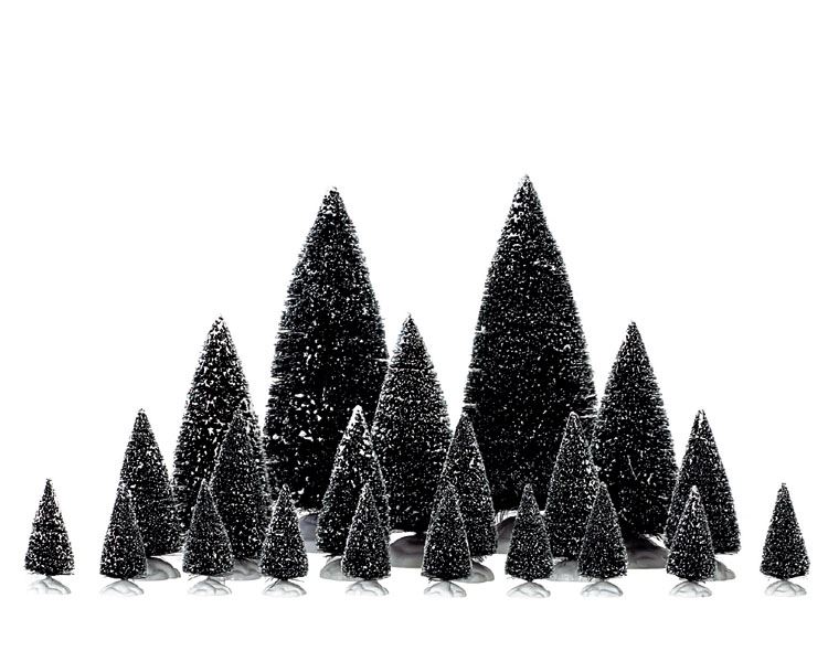 Lemax - set van 21 miniatuur kerstbomen - Accessoires