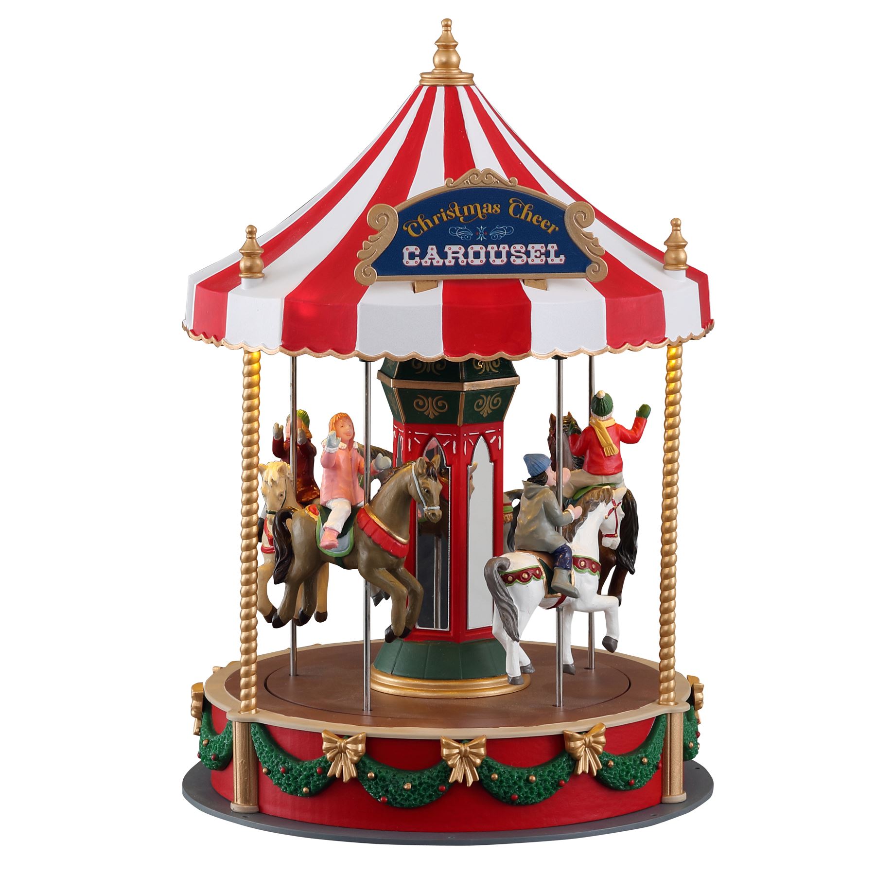 Lemax - 'Christmas Cheer Carousel' - Verlichte attractie met animatie & muziek/geluid - Exclusief adapter (werkt ook op batterijen)