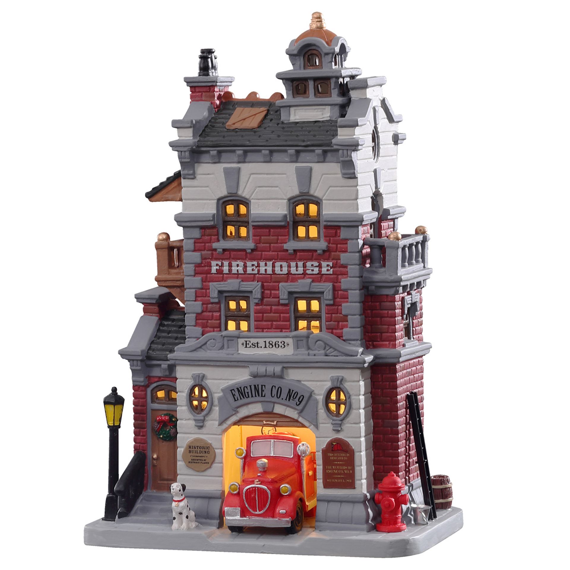 Lemax -'Engine Company No. 9'- Verlicht gebouw - Exclusief adapter (werkt ook op batterijen) afbeelding