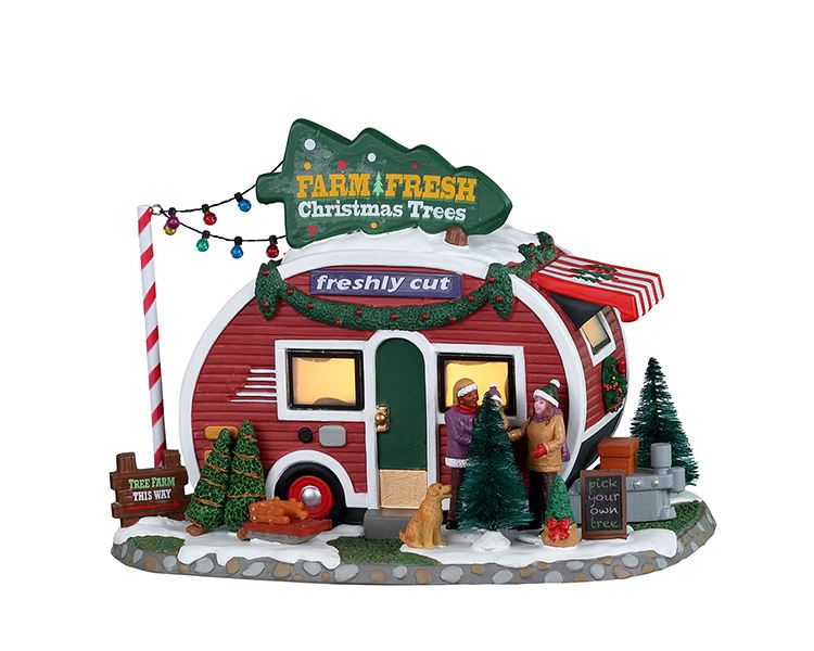 Lemax -'Farm Fresh Christmas Trees'- Verlicht figuur - Exclusief adapter (werkt ook op batterijen) afbeelding
