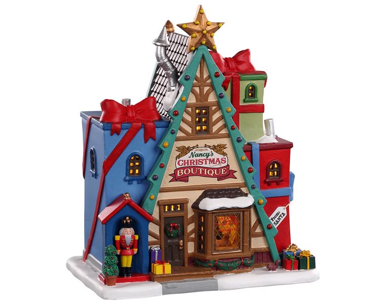 Lemax -'Nancy's Christmas Boutique'- Verlicht gebouw - Exclusief adapter (werkt ook op batterijen) afbeelding