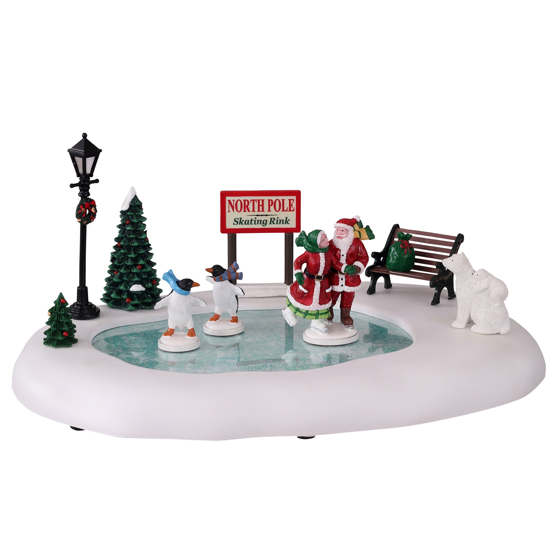 Lemax - 'North Pole Skating Rink' - Figuur met animatie - Exclusief adapter (werkt ook op batterijen)