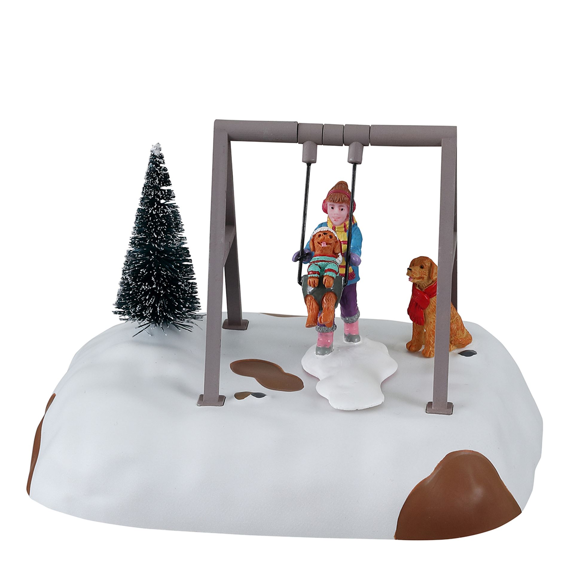 Lemax -'Puppy Gets A Swing Ride'- Figuur met animatie - Exclusief adapter (werkt ook op batterijen) afbeelding