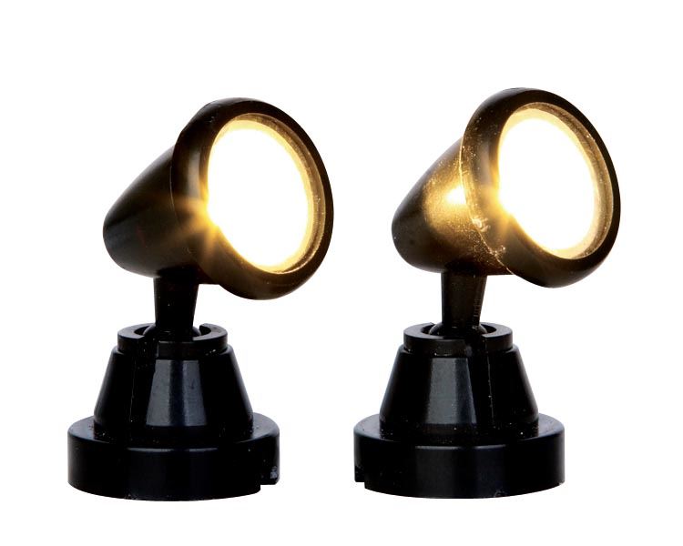 Lemax - 'Round Spot Light' - Set van 2 stuks - Verlicht accessoire - Exclusief adapter (werkt ook op batterijen)