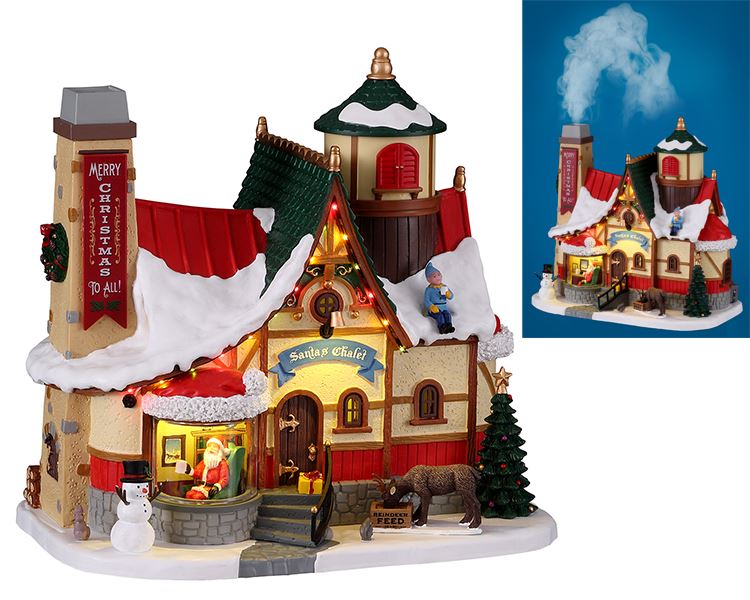 Lemax -'Santa's Chalet'- Verlicht gebouw met rookeffect - Inclusief adapter afbeelding