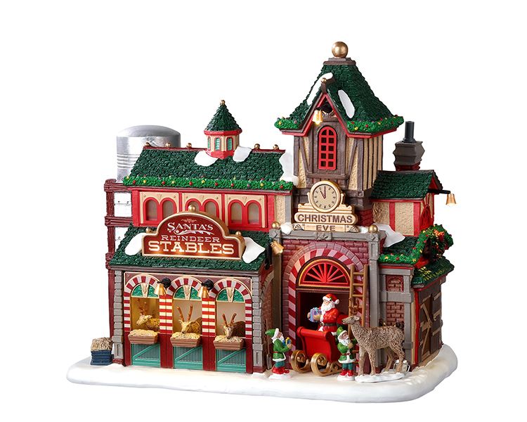 Lemax - 'Santa's Reindeer Stables' - Verlicht gebouw - Exclusief adapter (werkt ook op batterijen)