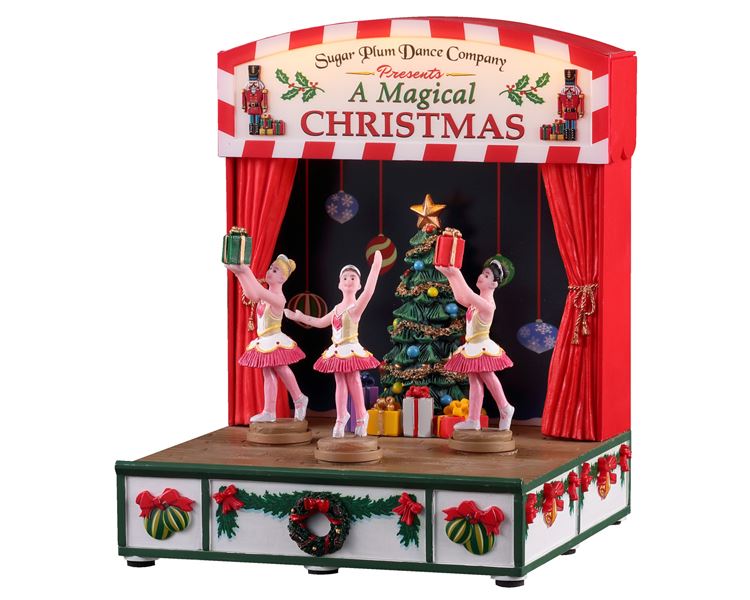 Lemax -'Sugar Plum Dance Company'- Verlichte attractie met animatie&muziek/geluid - Exclusief adapter (werkt ook op batterijen) afbeelding