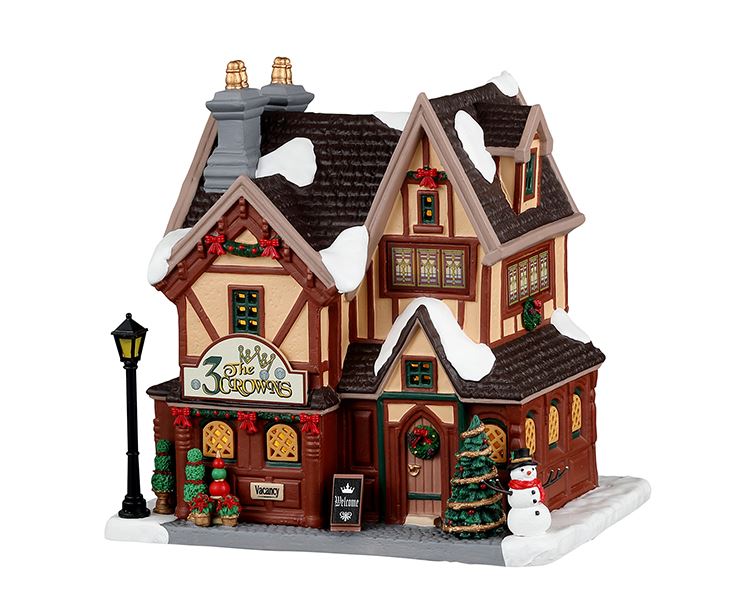 Lemax -'The 3 Crowns Inn'- Verlicht gebouw - Exclusief adapter (werkt ook op batterijen) afbeelding