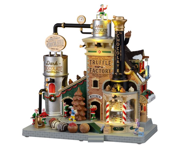 Lemax -'The Christmas Chocolatier Truffle Factory'- Verlichte Attractie met animatie, muziek - Inclusief adapter afbeelding