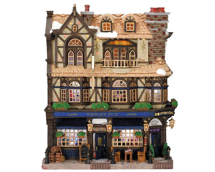 Lemax - 'Wesley Pub' - Verlicht gebouw - Exclusief adapter (werkt ook op batterijen)