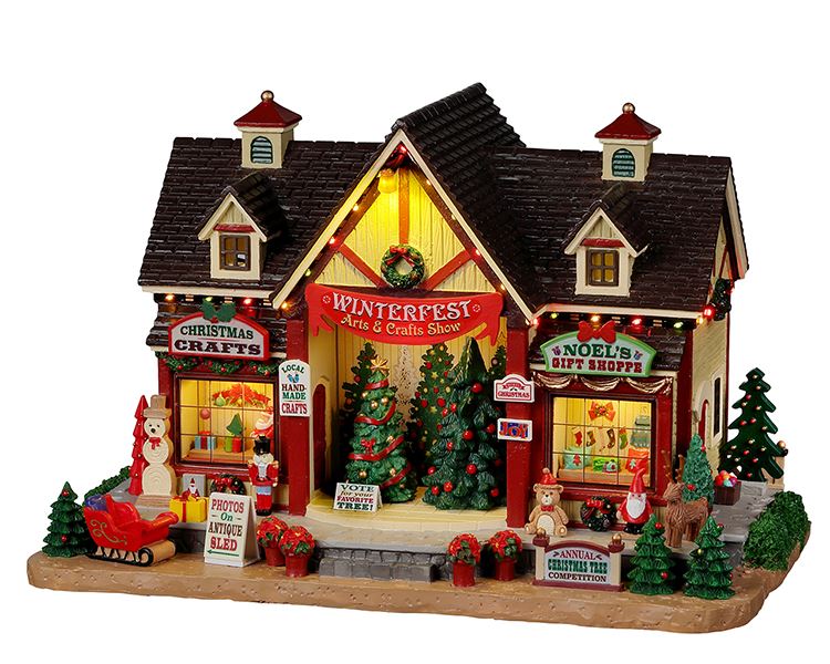 Lemax -'Winterfest Arts&Crafts Show'- Verlichte Gebouw - Inclusief adapter afbeelding