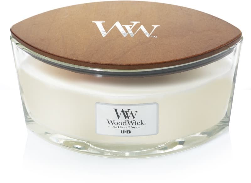 WoodWick geurkaars - Ellipse HearthWick Flame - Linen afbeelding