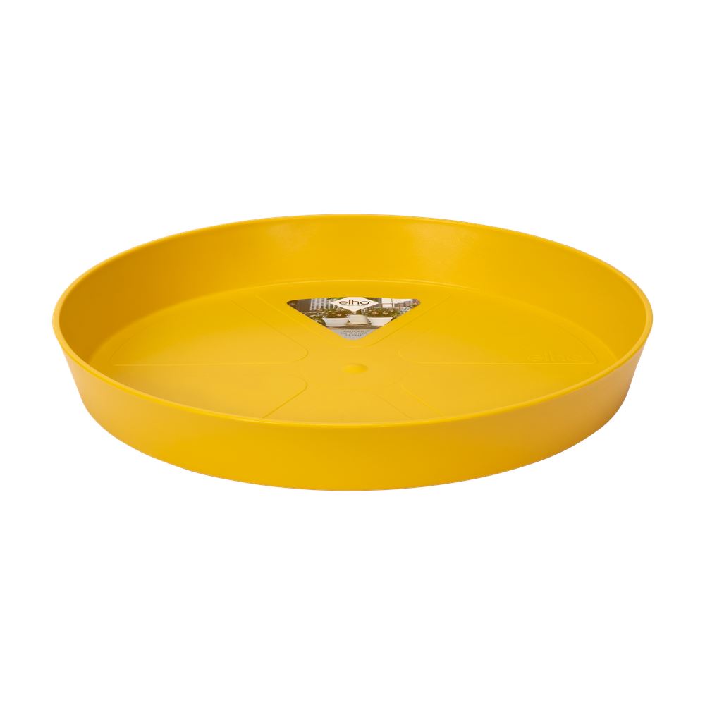 elho Loft Urban Schotel Rond 28 - Oker (Geel) -Ø 28 x H 4 cm - Ideaal voor buitenpotten - 100% gerecycled afbeelding